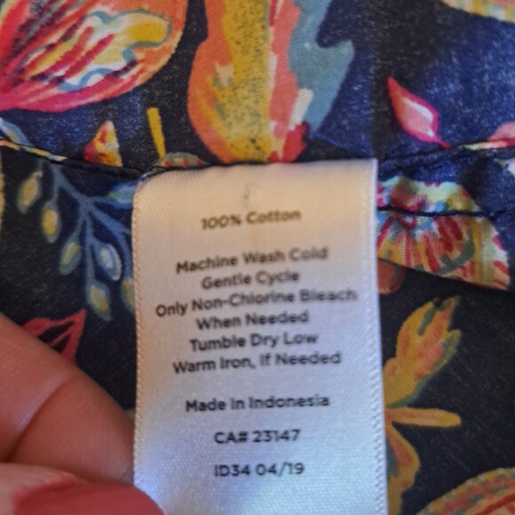 Talbots Women's Blue Pink Paisley Button Front Cotton Shirt Blouse Sz XL - Picture 9 of 10